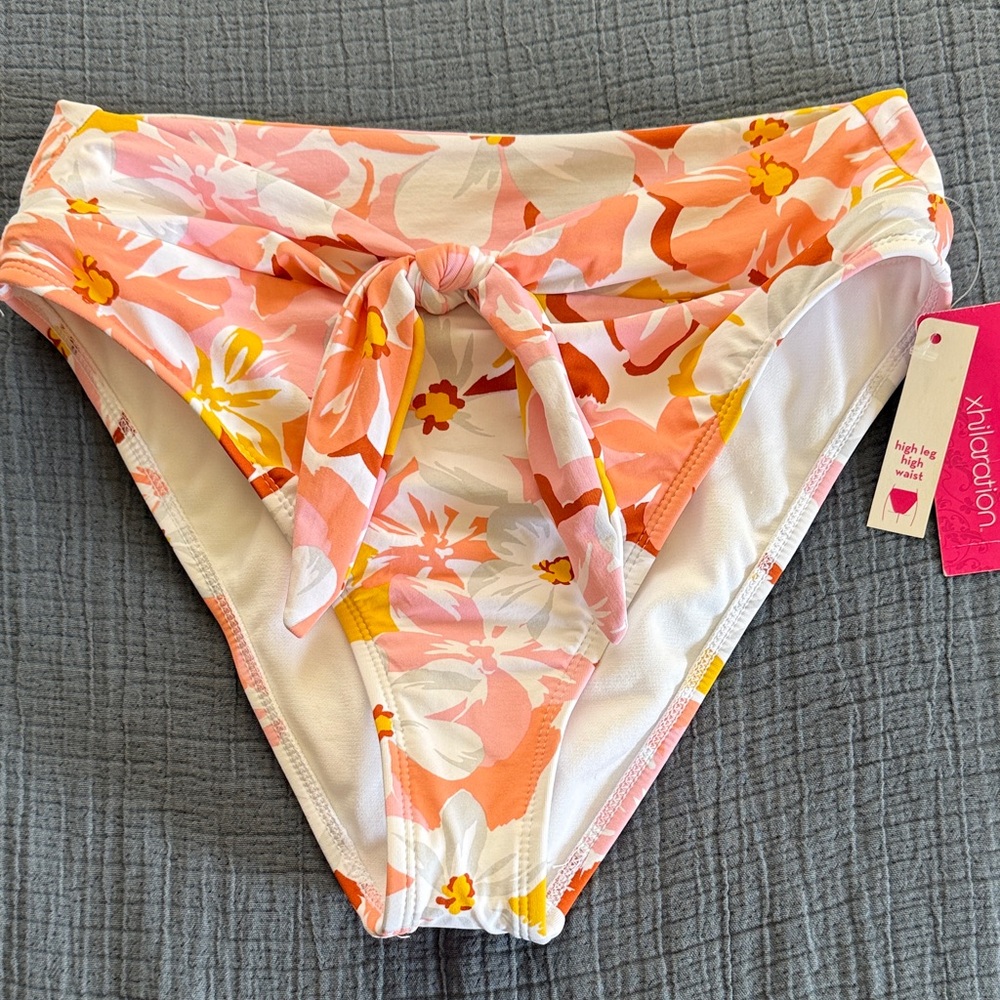 Xhilaration Pink and Orange Floral Bikini Bottom NWT S